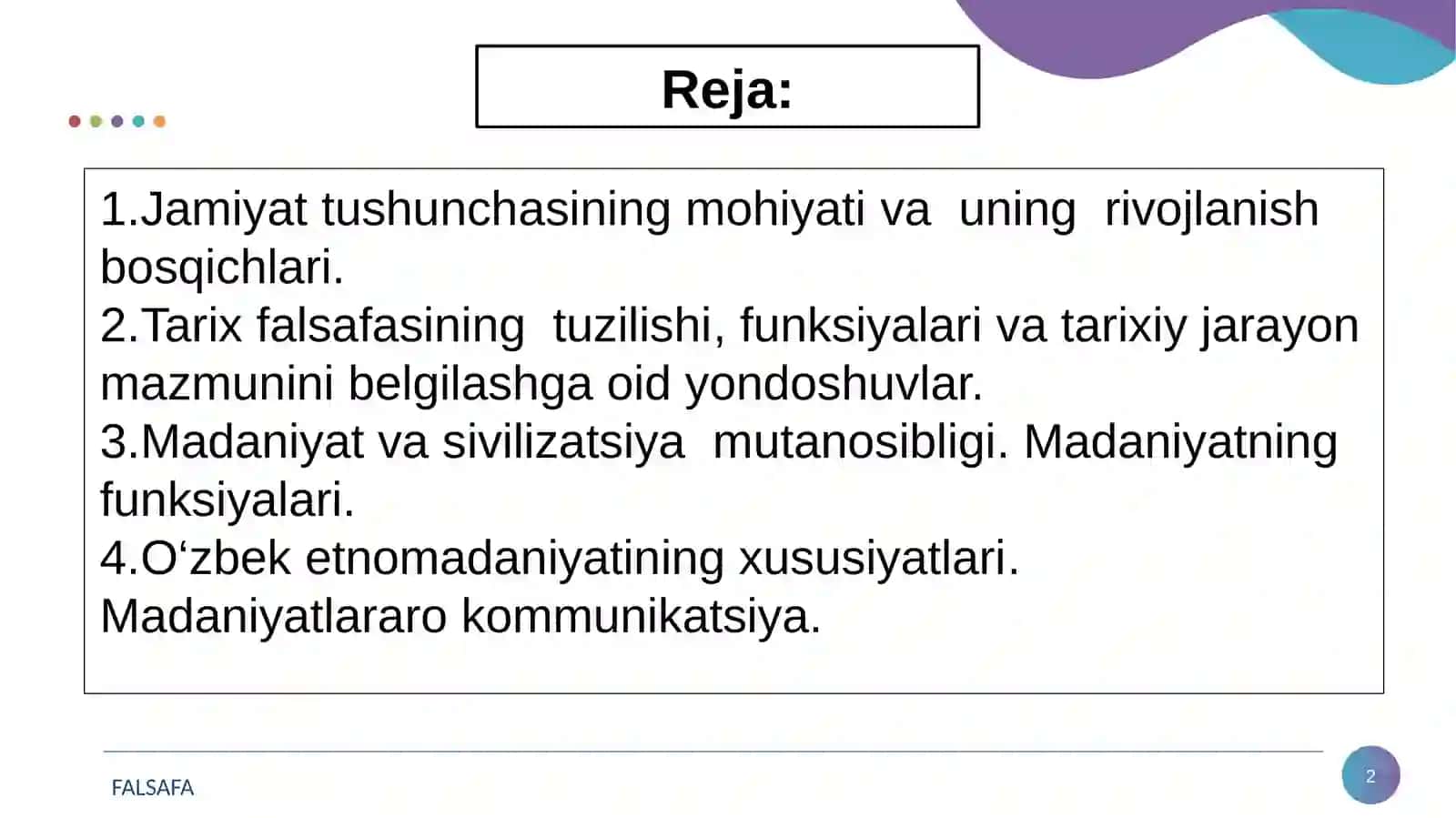 Jamiyat  falsafasi 2