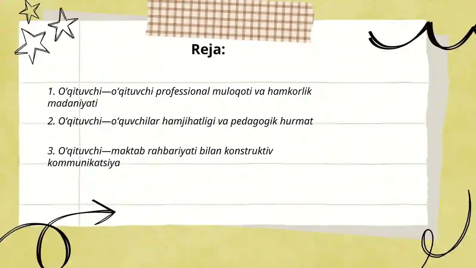 Oʻqituvchi oʻqituvchi, Oʻqituvchi-oʻquvchilar jamoasi,Oʻqituvchi-maktab rahbariyati,Oʻqituvchi -bolalarning ota onalari” orasidagi muloqot madaniyati 2