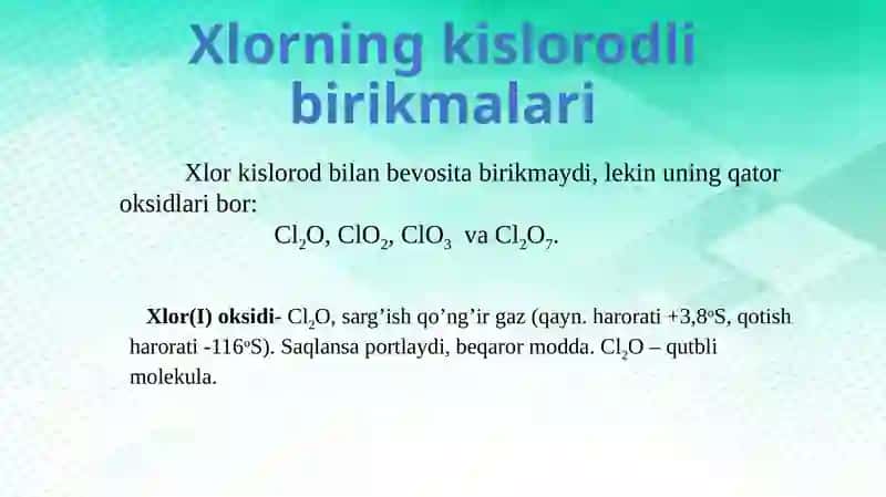 Xlorning kislorodli birikmalari 2
