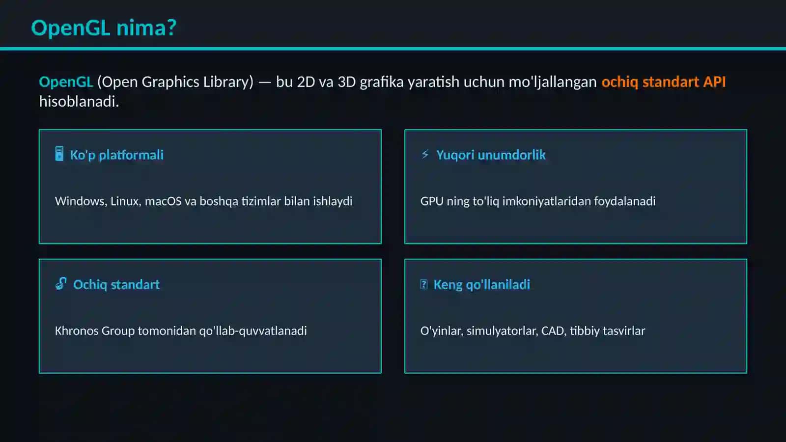 OPENGL GRAFIK KUTUBXONASI 2