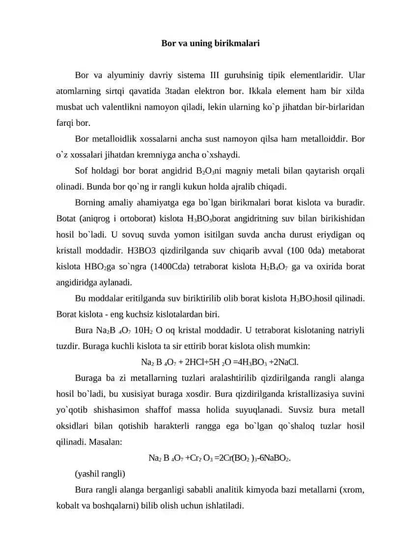 Bor va uning birikmalari 2