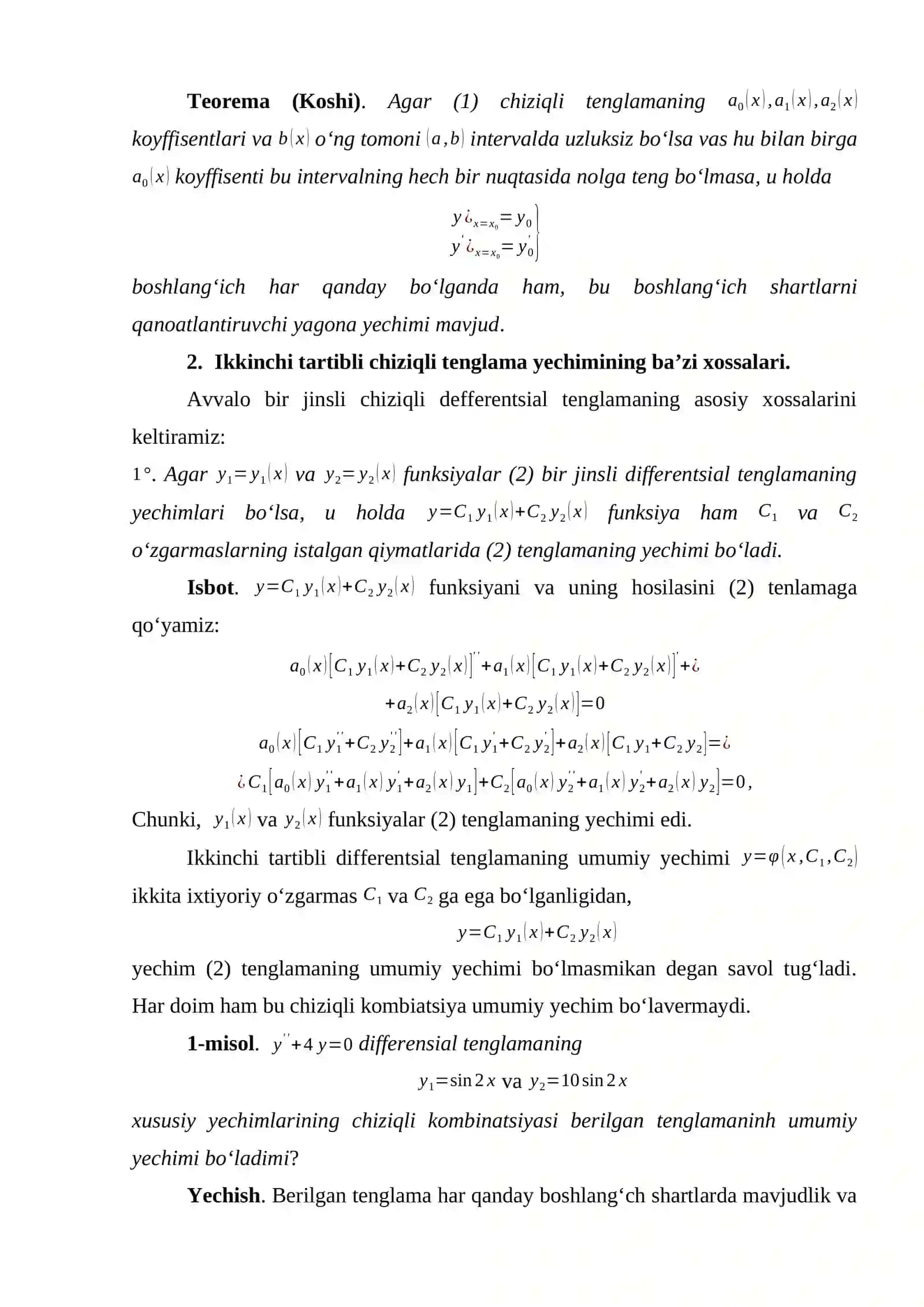 Differensial tenglamalar sistemasi 2