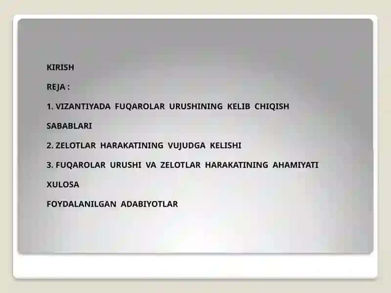 VIZANTIYADA FUQAROLAR URUSHI. ZELOTLAR HARAKATI 2