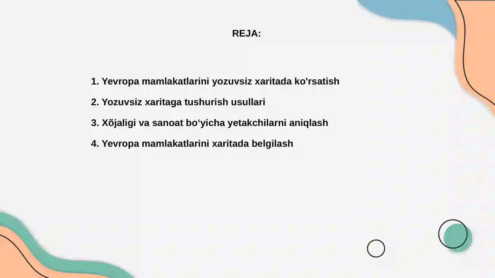 Yevropa mamlakatlarini yozuvsiz xaritaga tushurish 2