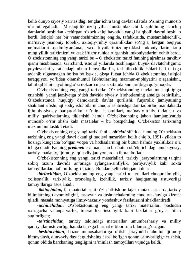 O‘zbekistonning eng yangi tarixi 2