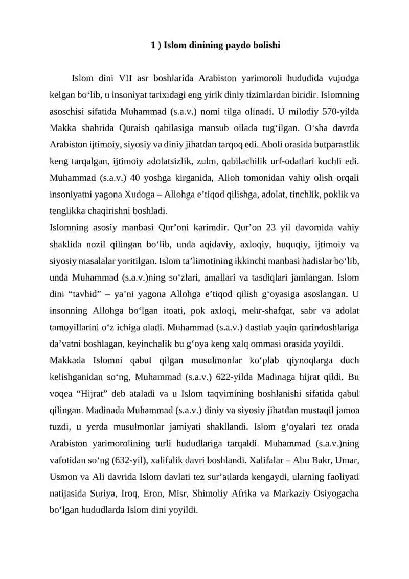 Islom dini tarixi va mohiyati 2