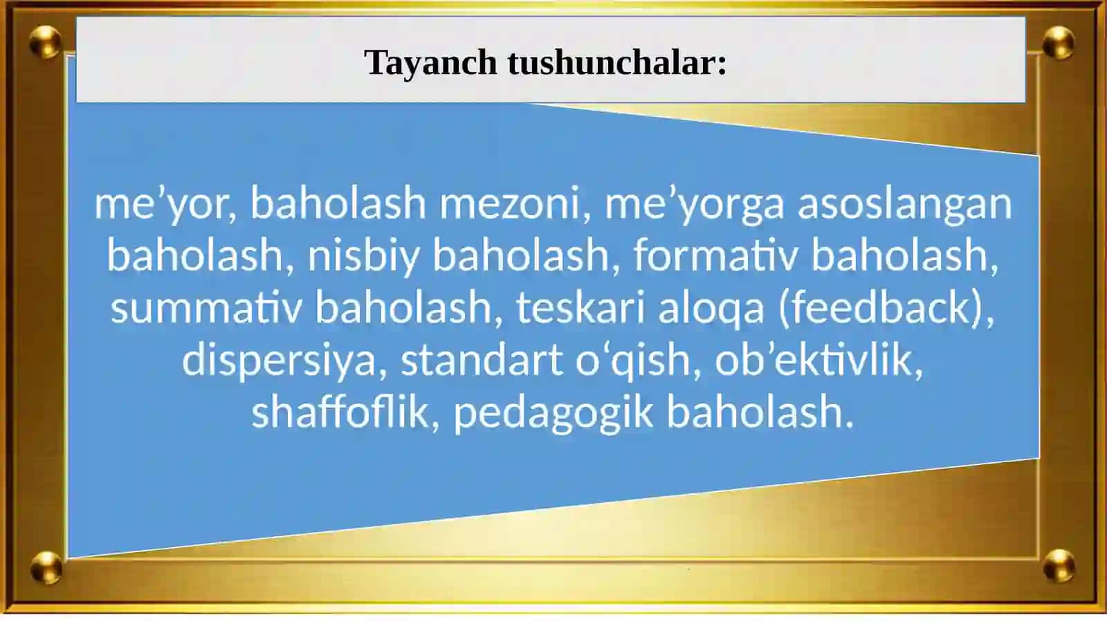 Me’yorga asoslangan baholash 2