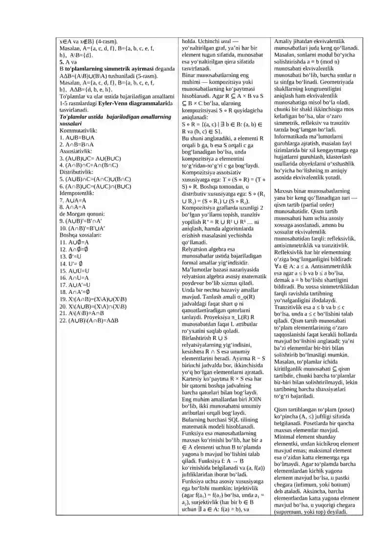 To'plamlar va ular ustida amallar 2