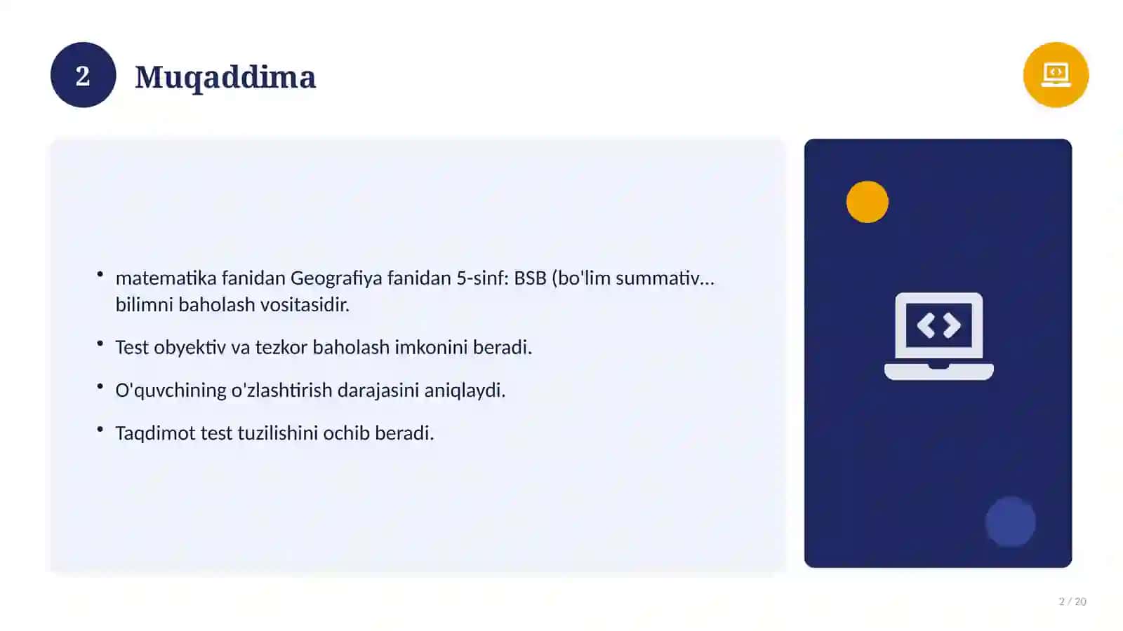 Geografiya fanidan 5-sinf: BSB (bo'lim summativ baholash) 2