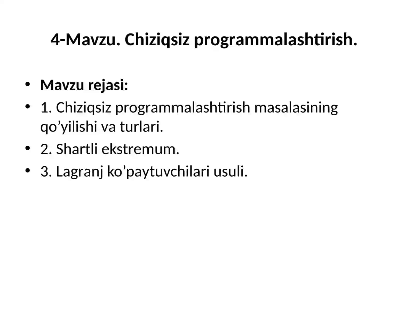 Chiziqsiz programmalashtirish 2