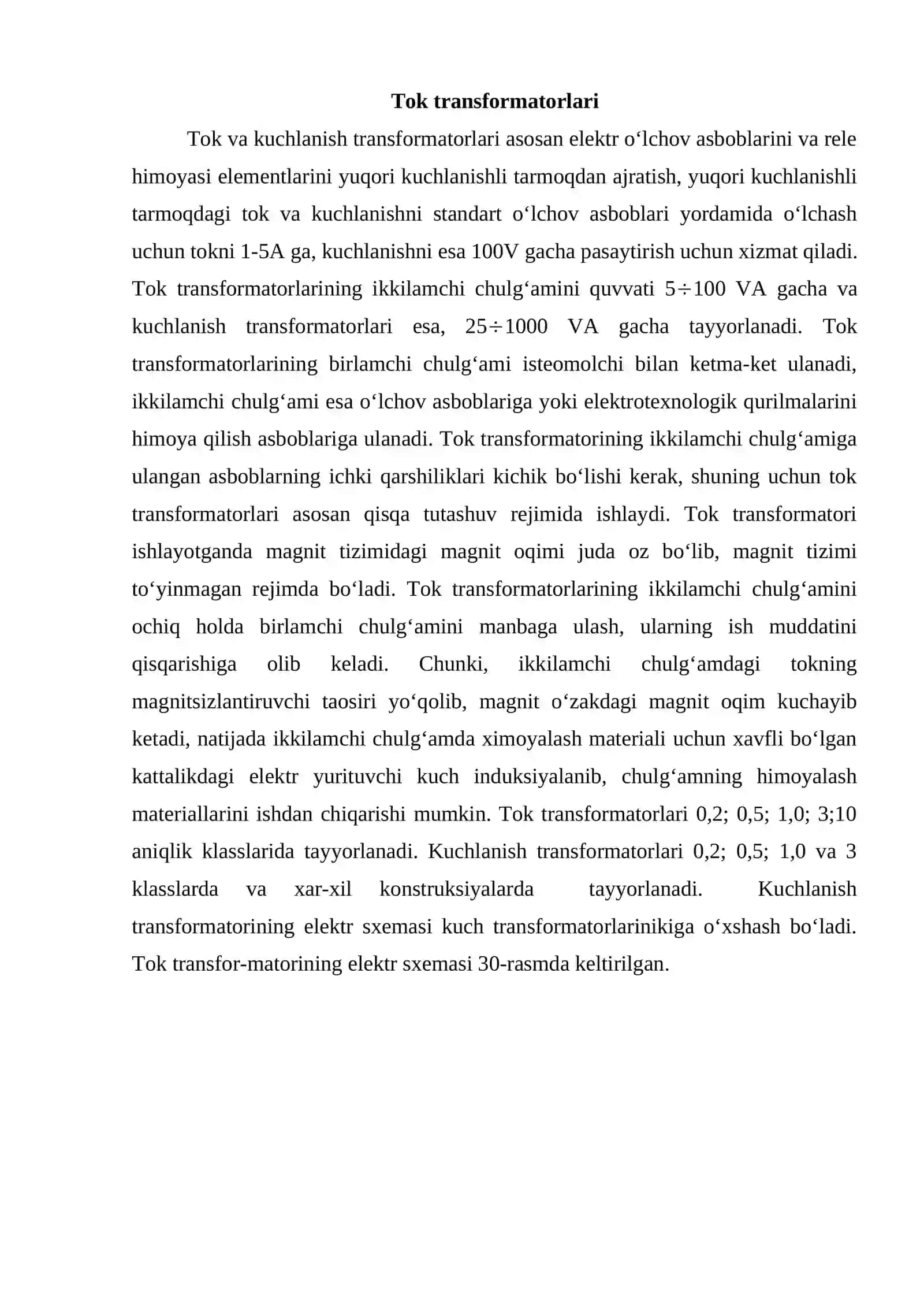 Tok va kuchlanish transformatorlari 2