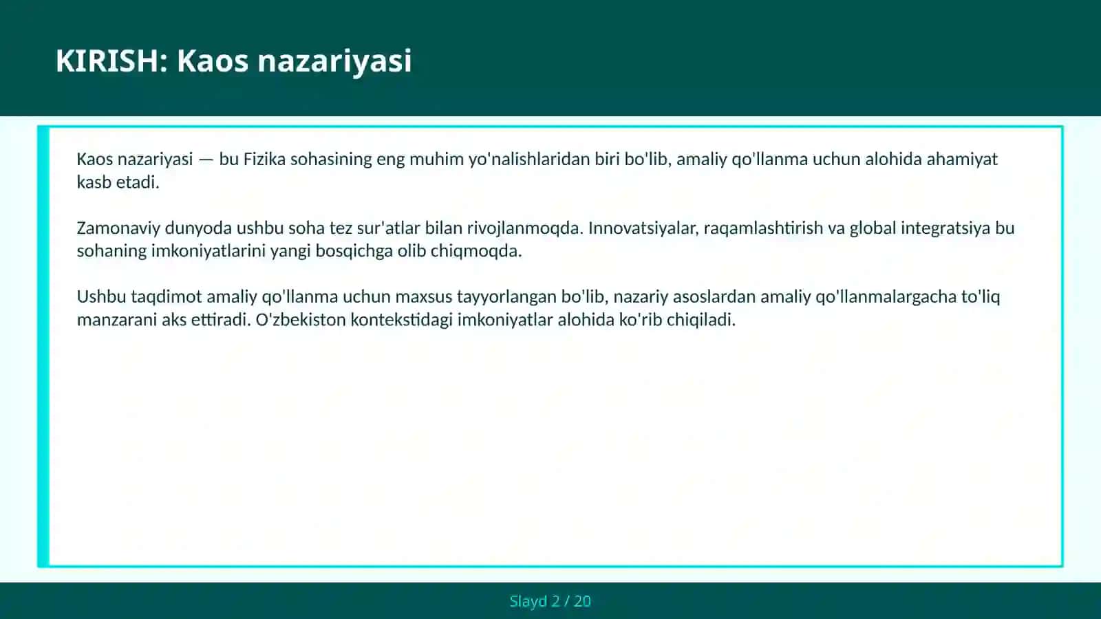 Kaos nazariyasi 2