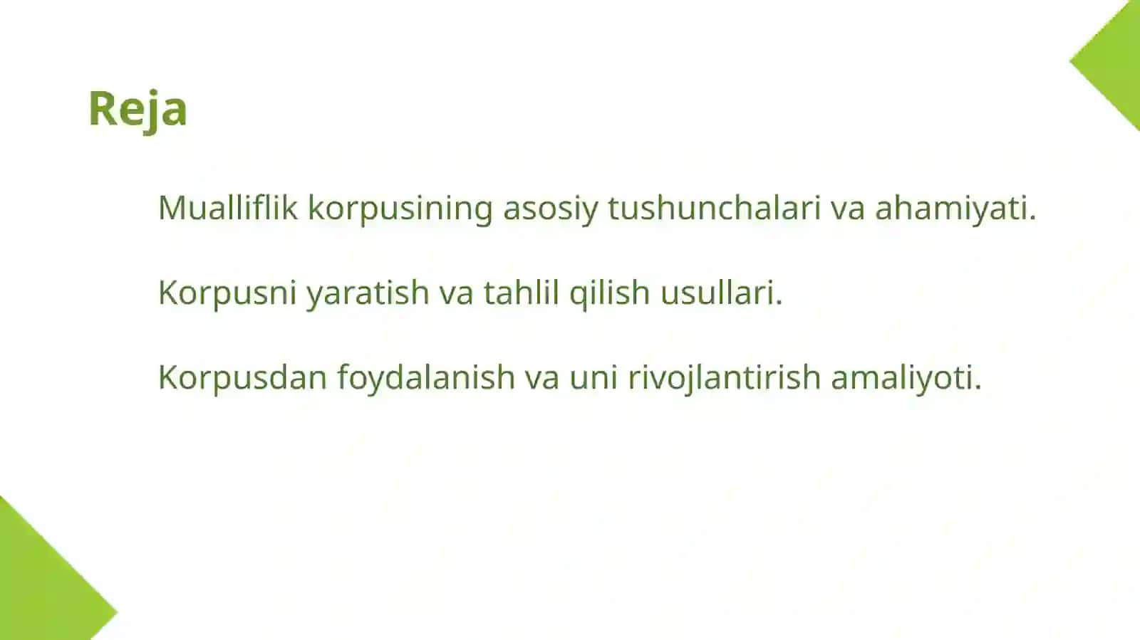 Mualliflik korpusi ustida ishlash 2