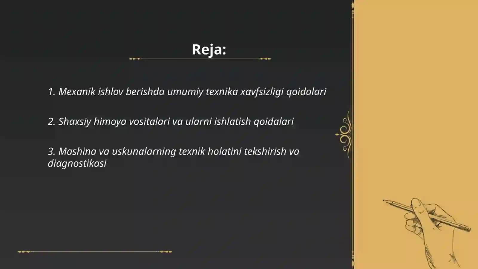 Mexanik ishlov berishda texnika xavfsizligi qoidalari 2