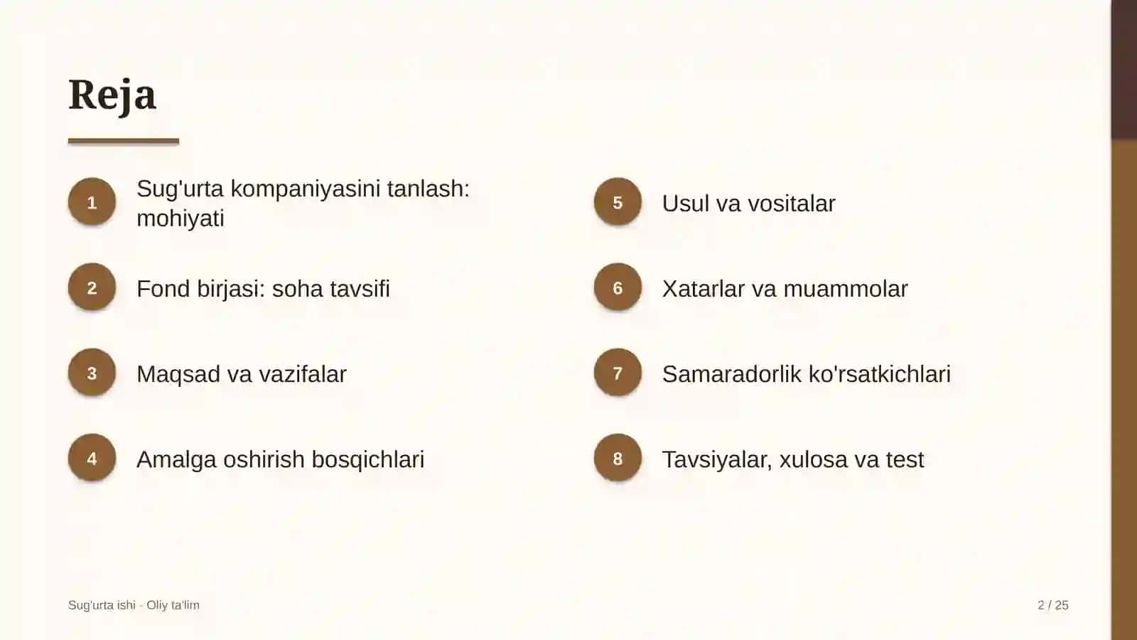 [Fond birjasida sug'urta kompaniyasini tanlash] 2