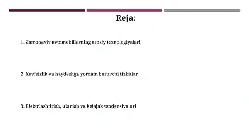 Zamonaviy avtomobillar haqida ma'lumot 2