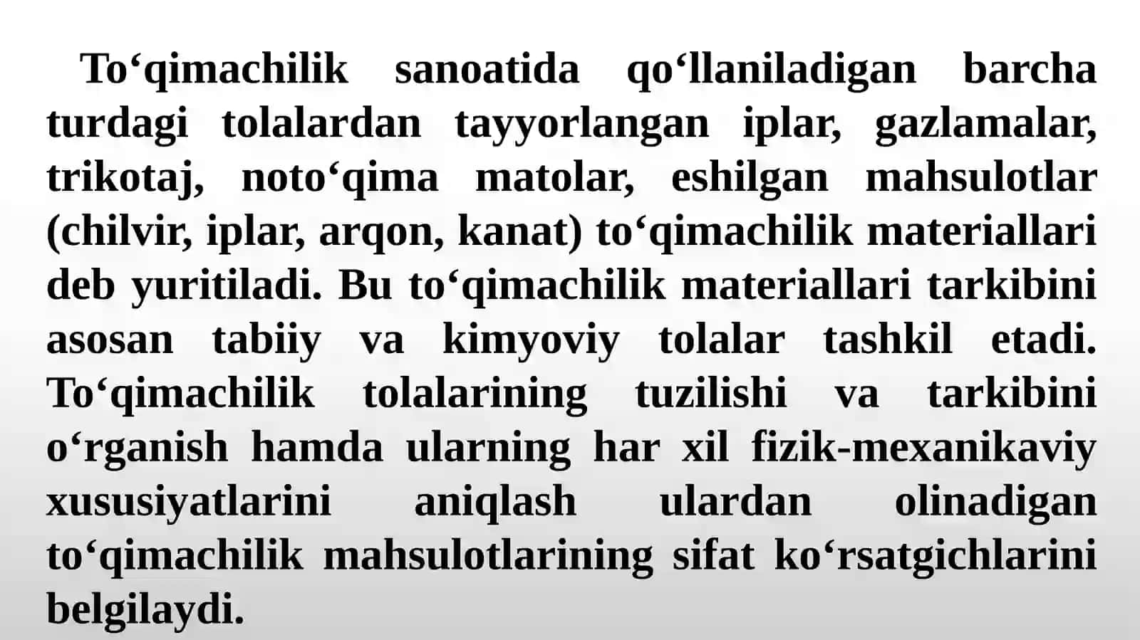 TO’QIMACHILIK MATERIALSHUNOSLIGI”FANININGAKIRISH.TO’QIMACHILIKMATERIALSHUNOSLIGI FANINING RIVOJLANISHI VA AHAMIYATI 2
