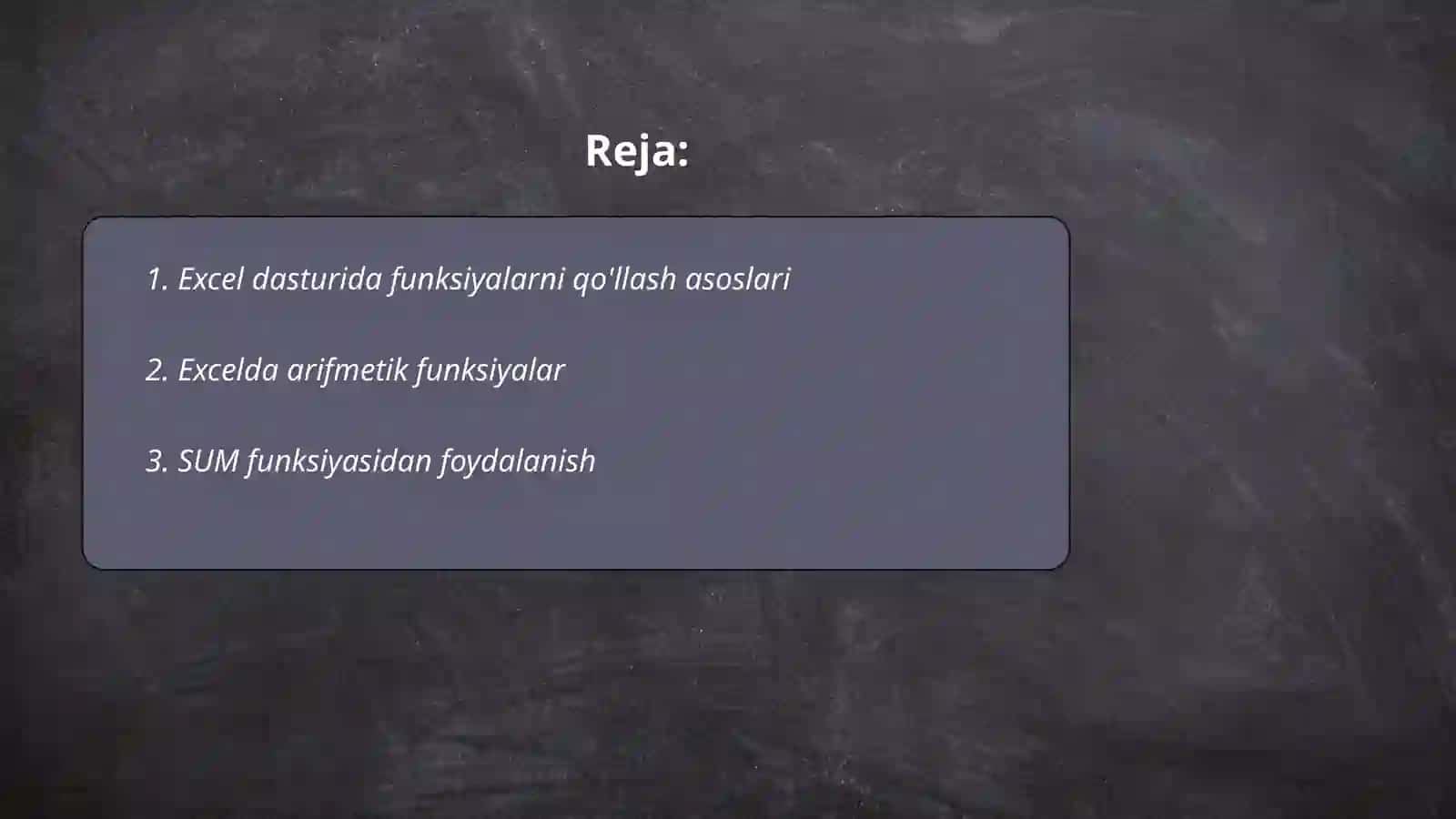 Exsel dasturida funksiyadan foydalanish 2