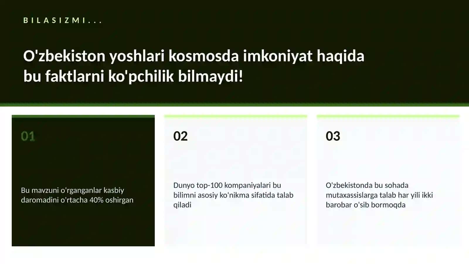 O'zbekiston yoshlari kosmosda imkoniyat 2