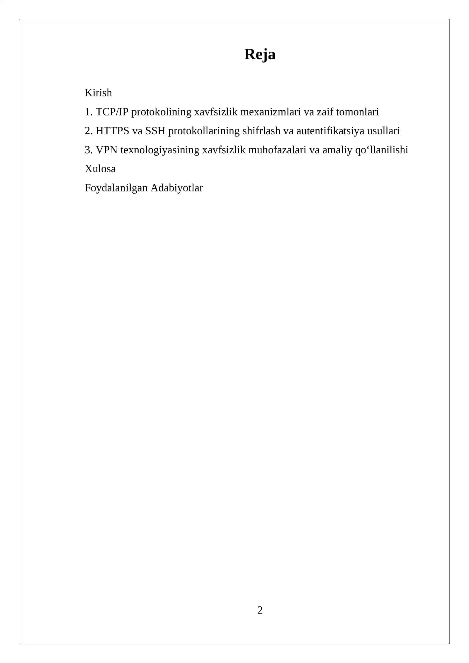TCPIP, HTTPS, SSH, VPN PROTOKOLLARINING XAVFSIZLIGI 2