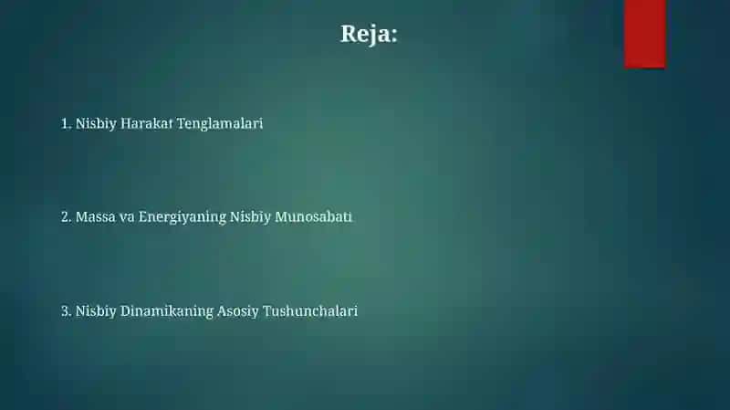 Relyativistik dinamika elementlari 2