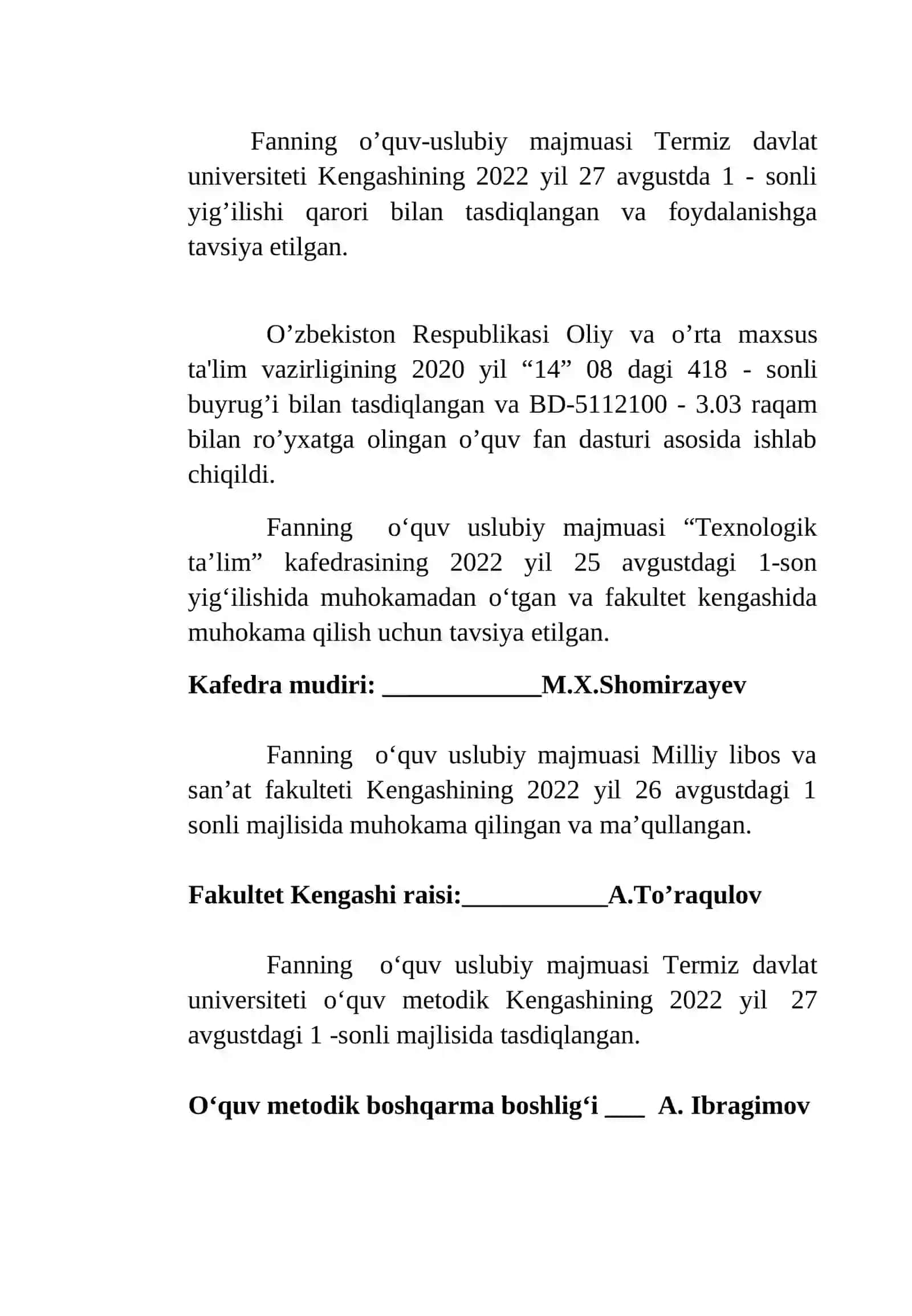 Fanning o'quv-uslubiy majmuasi 2