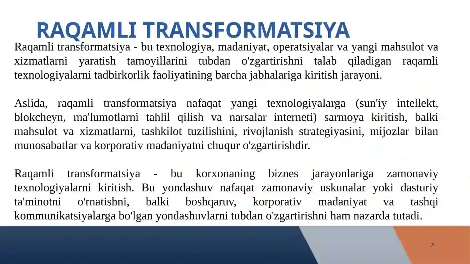 RAQAMLI TRANSFORMATSIYA 2