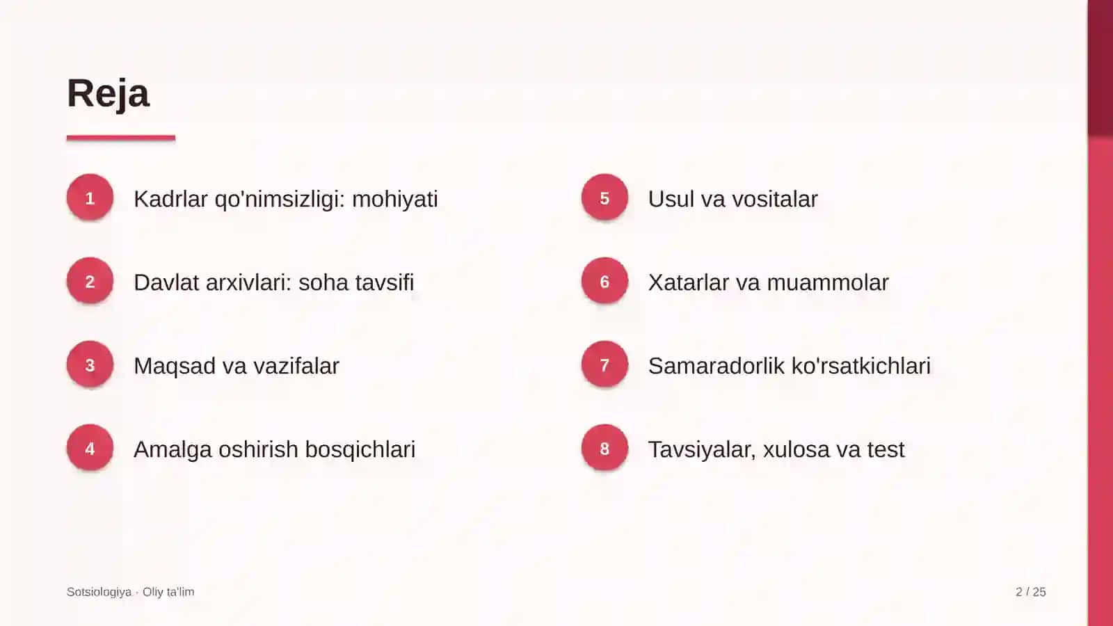 Davlat arxivlarida kadrlar qo'nimsizligi 2