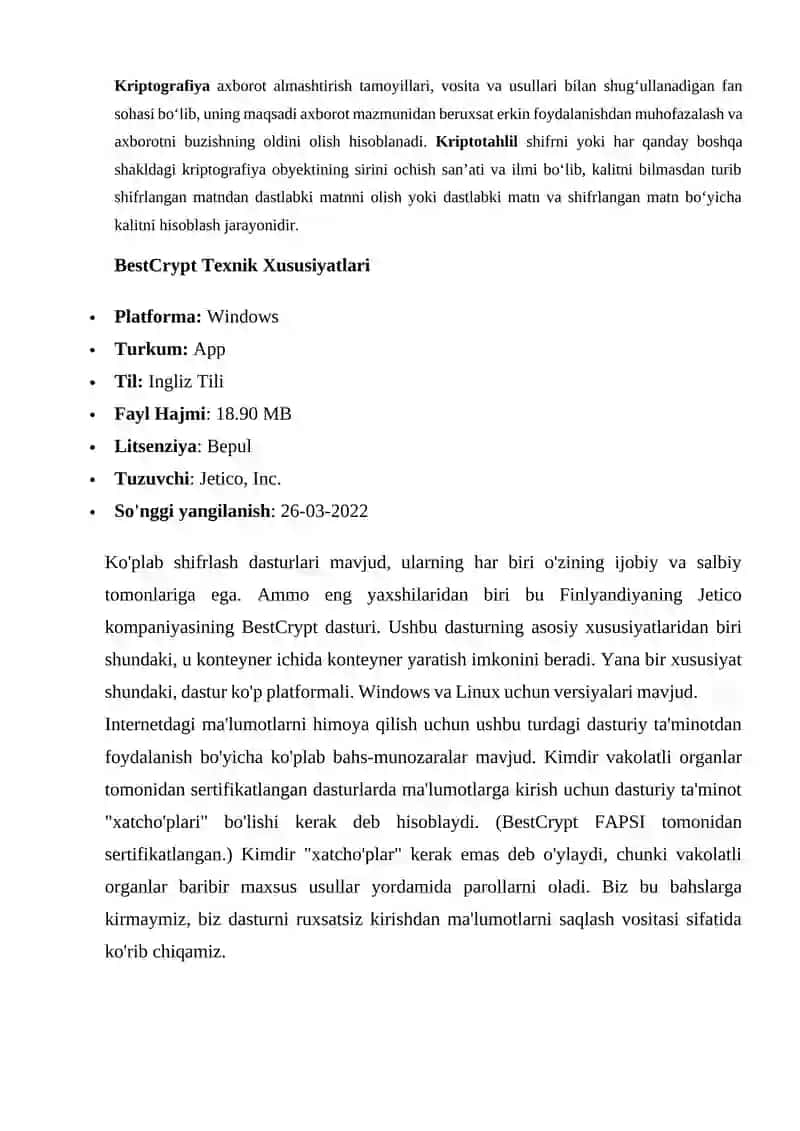 Klassik shifrlash algoritmlaridan foydalanib shifrlash va qayta ochish 2