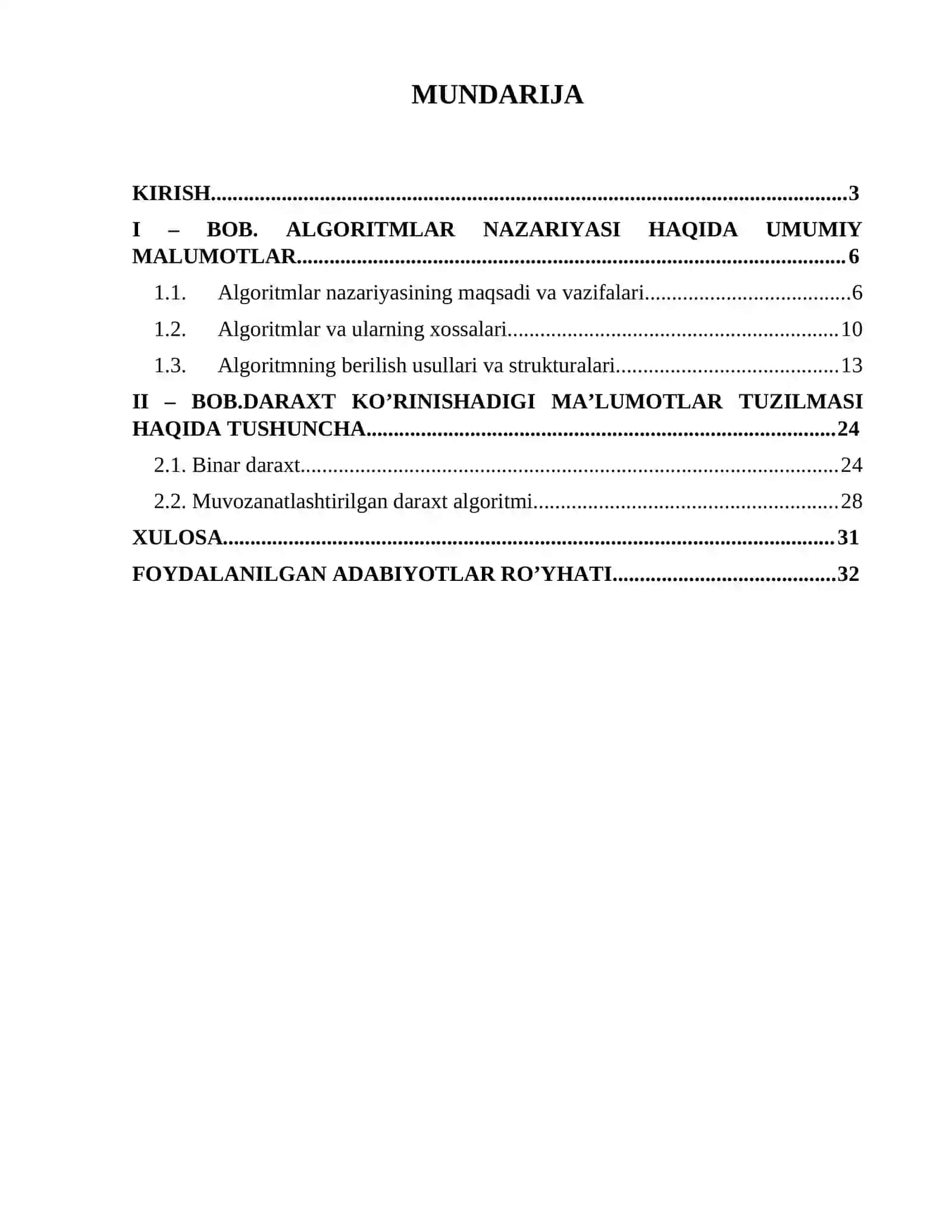 MUVOZANATLASHTIRILGAN DARAXTLAR 2