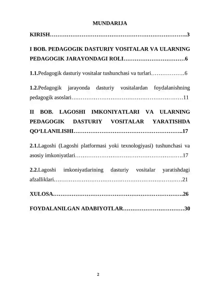 PEDAGOGIK DASTURIY VOSITALAR YARATISHDA LAGOSHI IMKONIYATLARIDAN FOYDALANISH 2