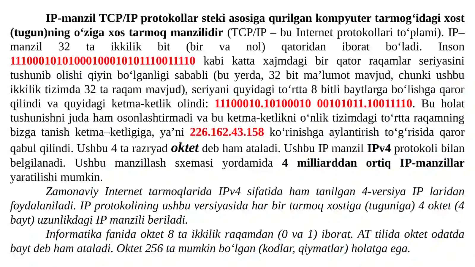 IP manzillar haqida ma’lumot 2