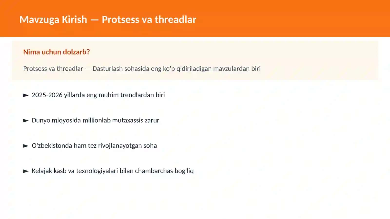 Protsess va threadlar 2