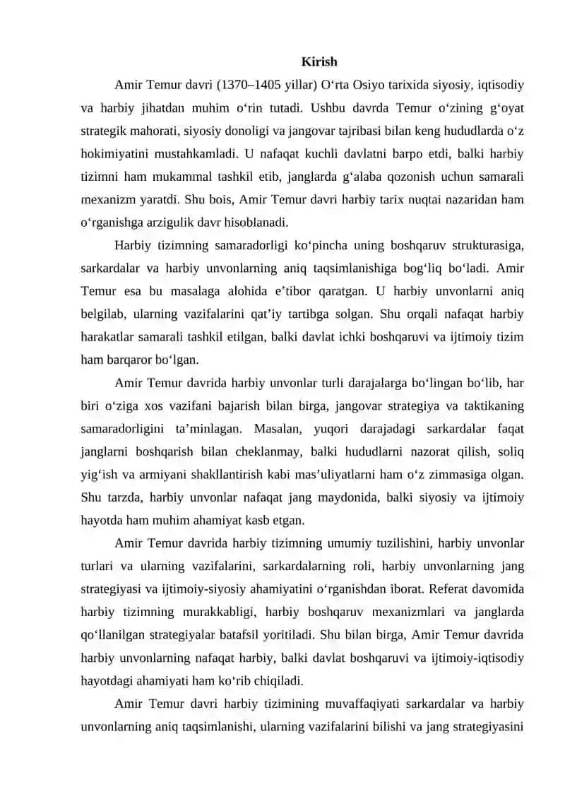 Amir Temur davrida harbiy unvonlar 2