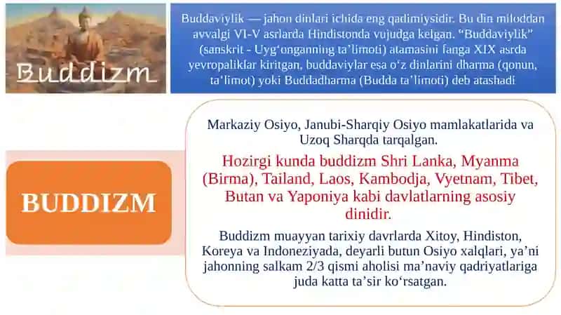 BUDDIZMDINITARIXI VA ASOSIY G‘OYALARI 2