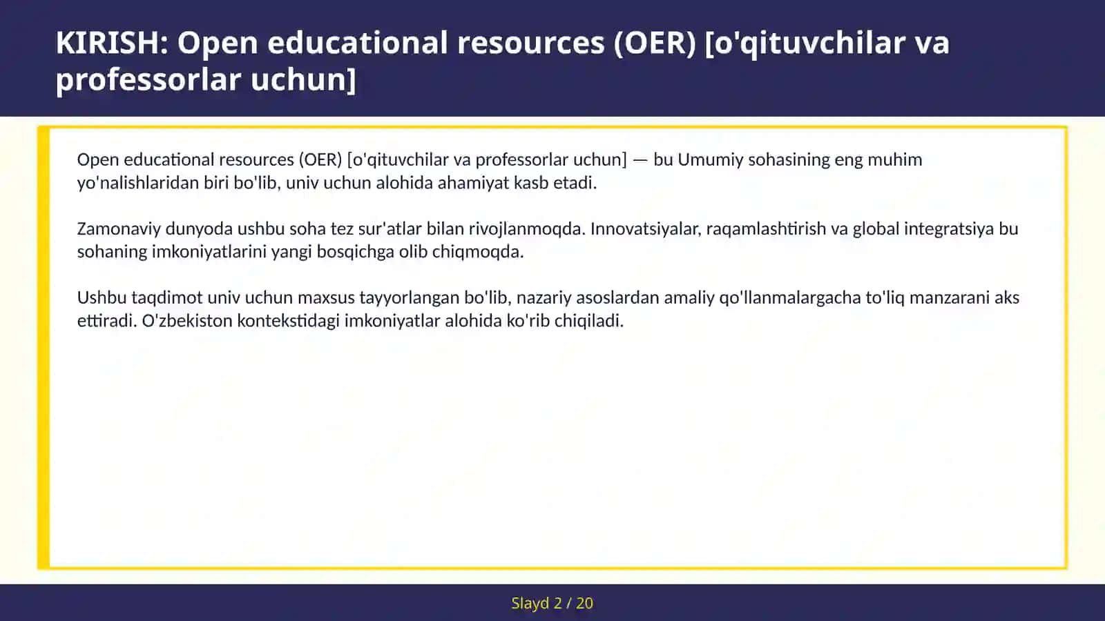 Open educational resources (O'QITUVCHILAR VA PROFESSORLAR UCHUN) 2