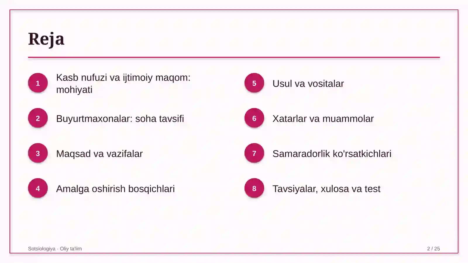 Buyurtmaxonalarda kasb nufuzi va ijtimoiy maqom 2