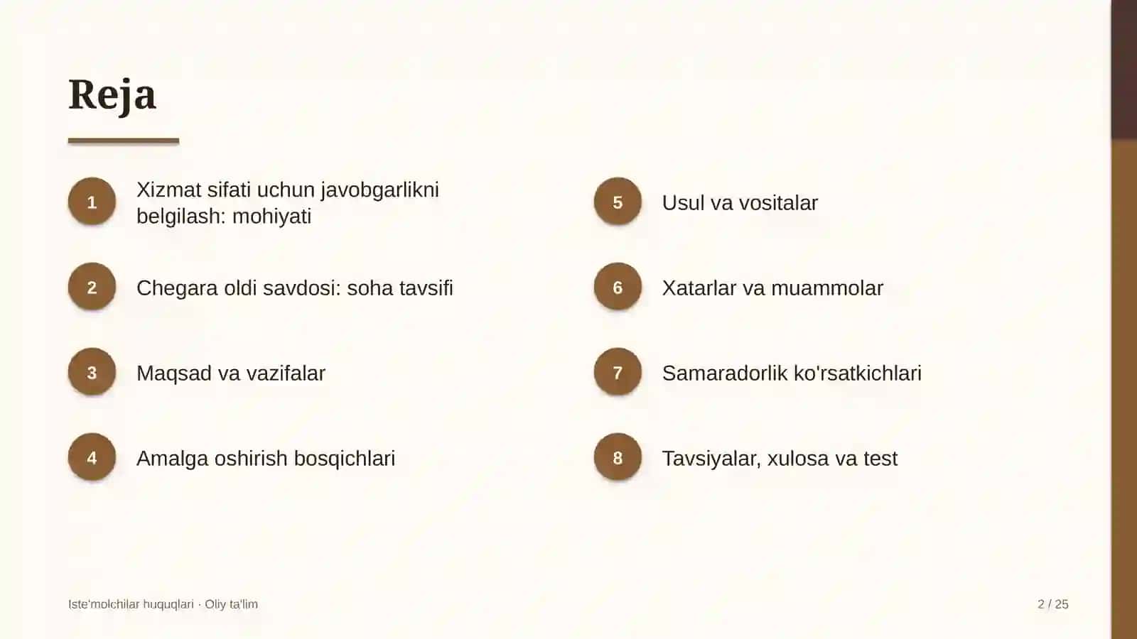 Iste'molchilar huquqlari · Oliy ta'lil 2