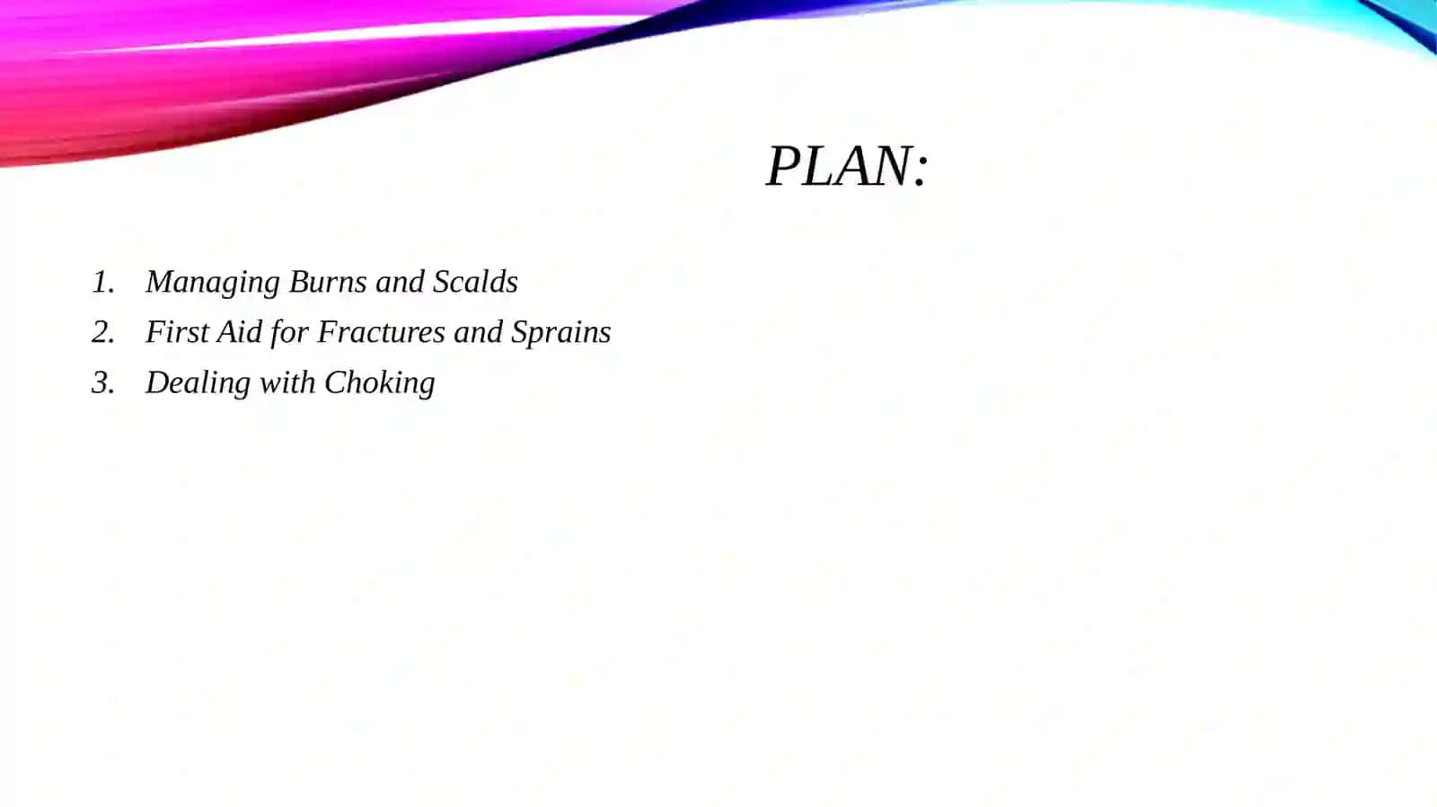 A first aid manual. Describe and provide visual aids. 2