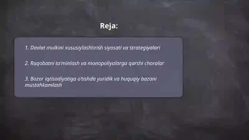 Bozor islohotlarini amalga oshirish va uning asosiy yoʻnalishlari 2