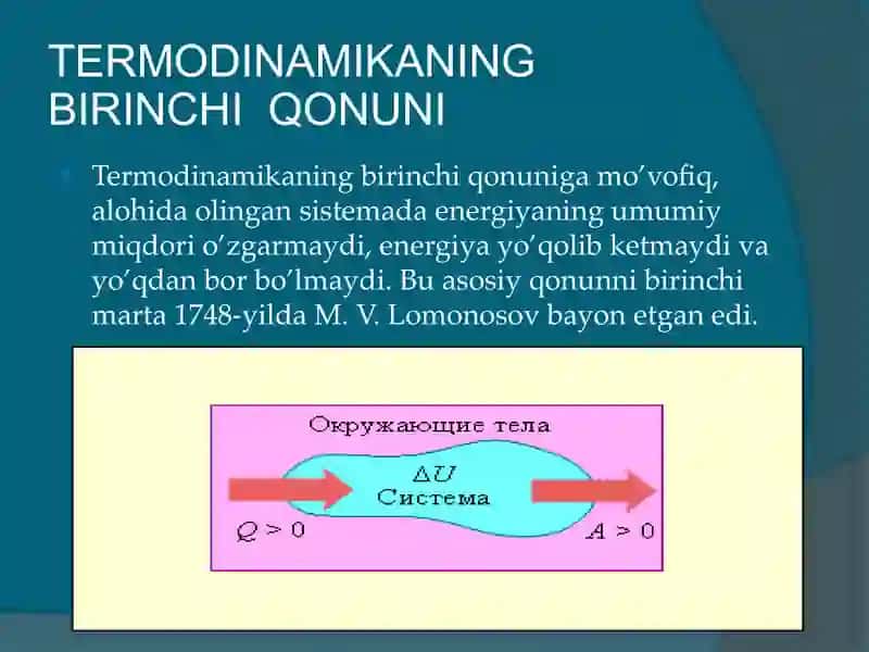 Termodinamikaning birinchi qonuni 2