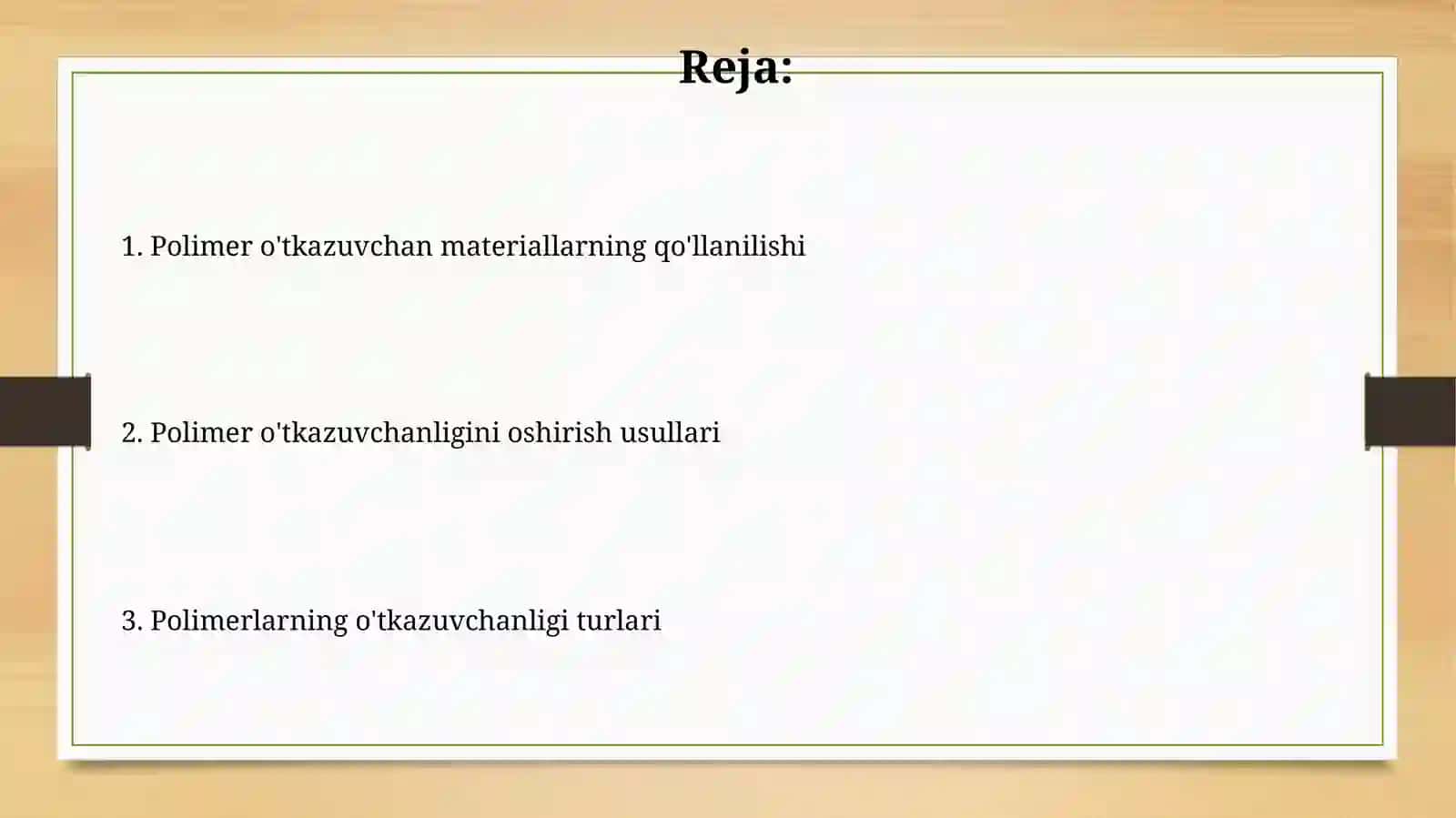 Polimerlarning oʻtkazuvchanligi 2