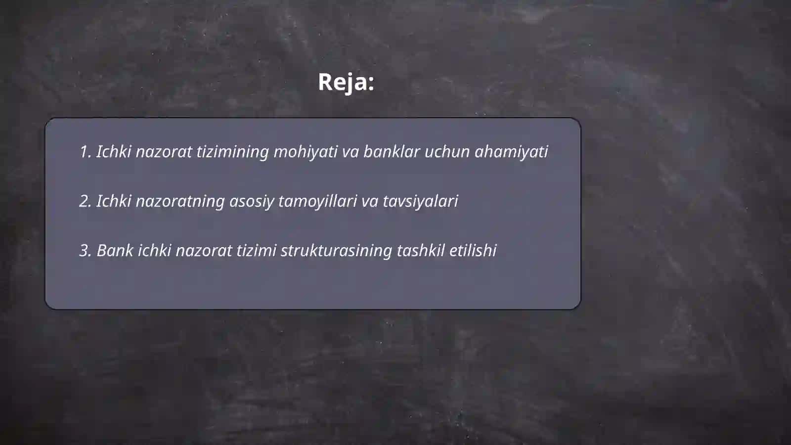 Ichki nazorat tizimining mohiyati va banklar uchun ahamiyati 2