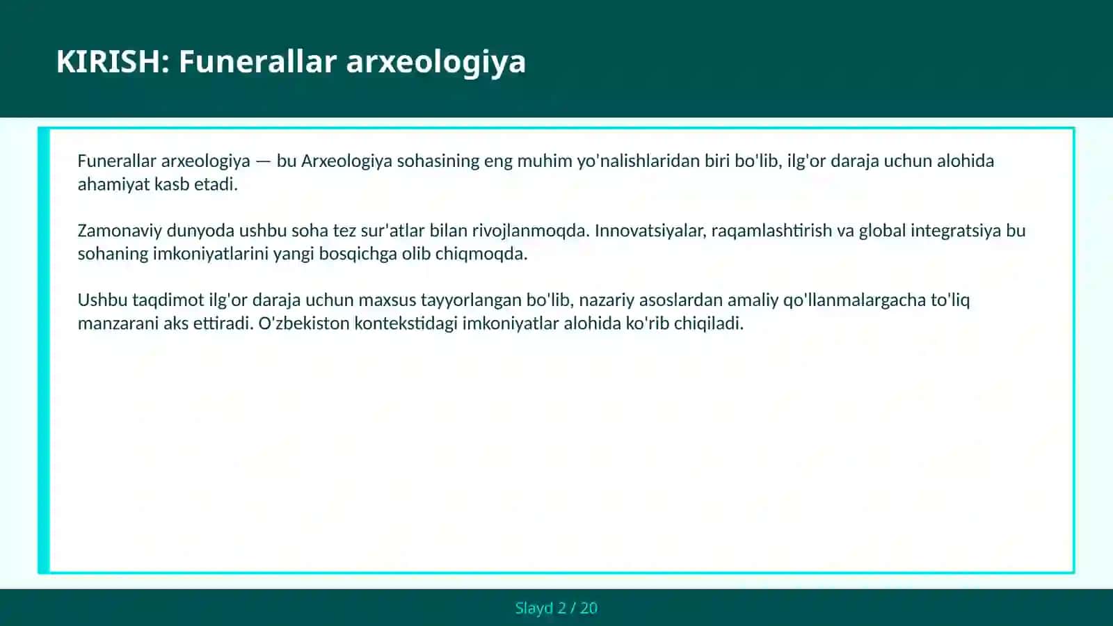 FUNERALLAR ARXEOLOGIYA 2