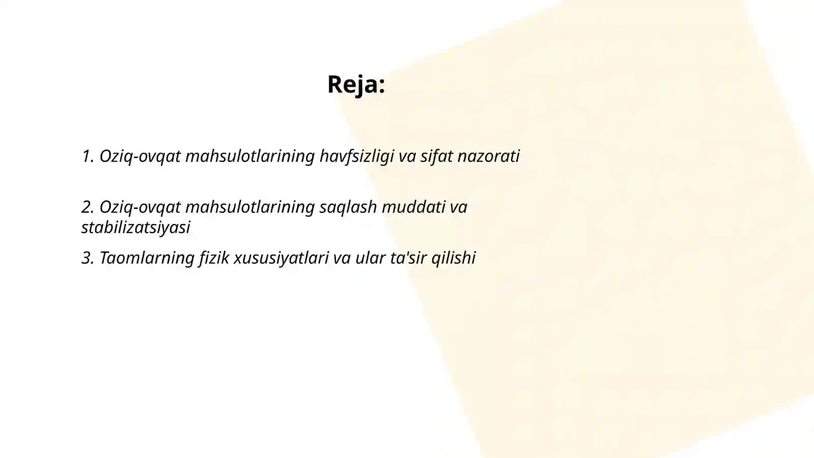 Oziq ovqat mahsulotlarini fizik tahlil qilishning ahamiyati 2