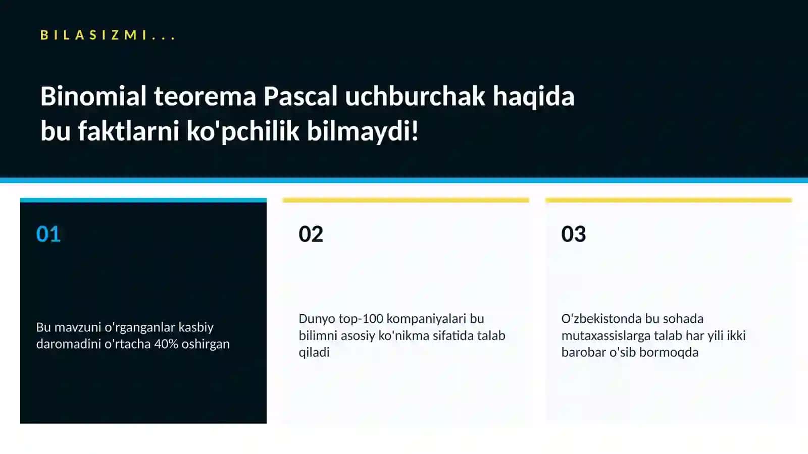 Binomial teorema Pascal uchburchak 2