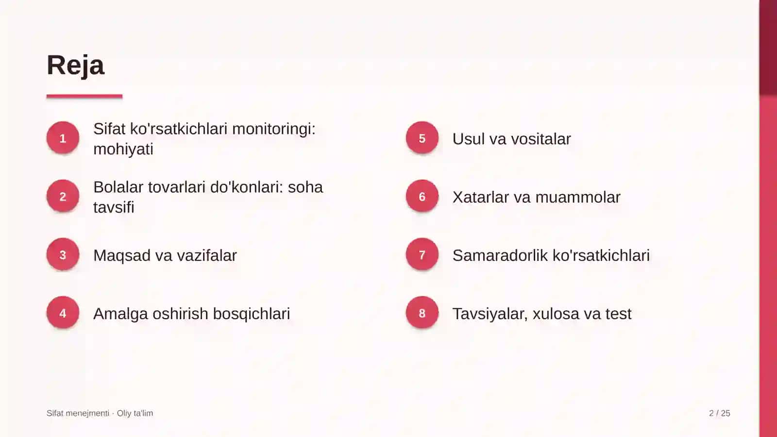 Sifat Menejmenti · Oliy Ta'l 2