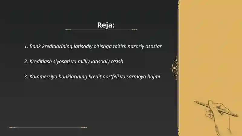 Bank kreditlari va ularning iqtisodiy o‘sishga ta’siri 2