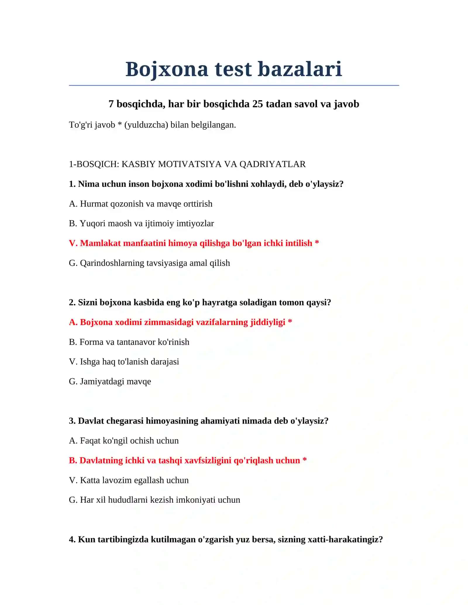 Bojxona test bazalari 2