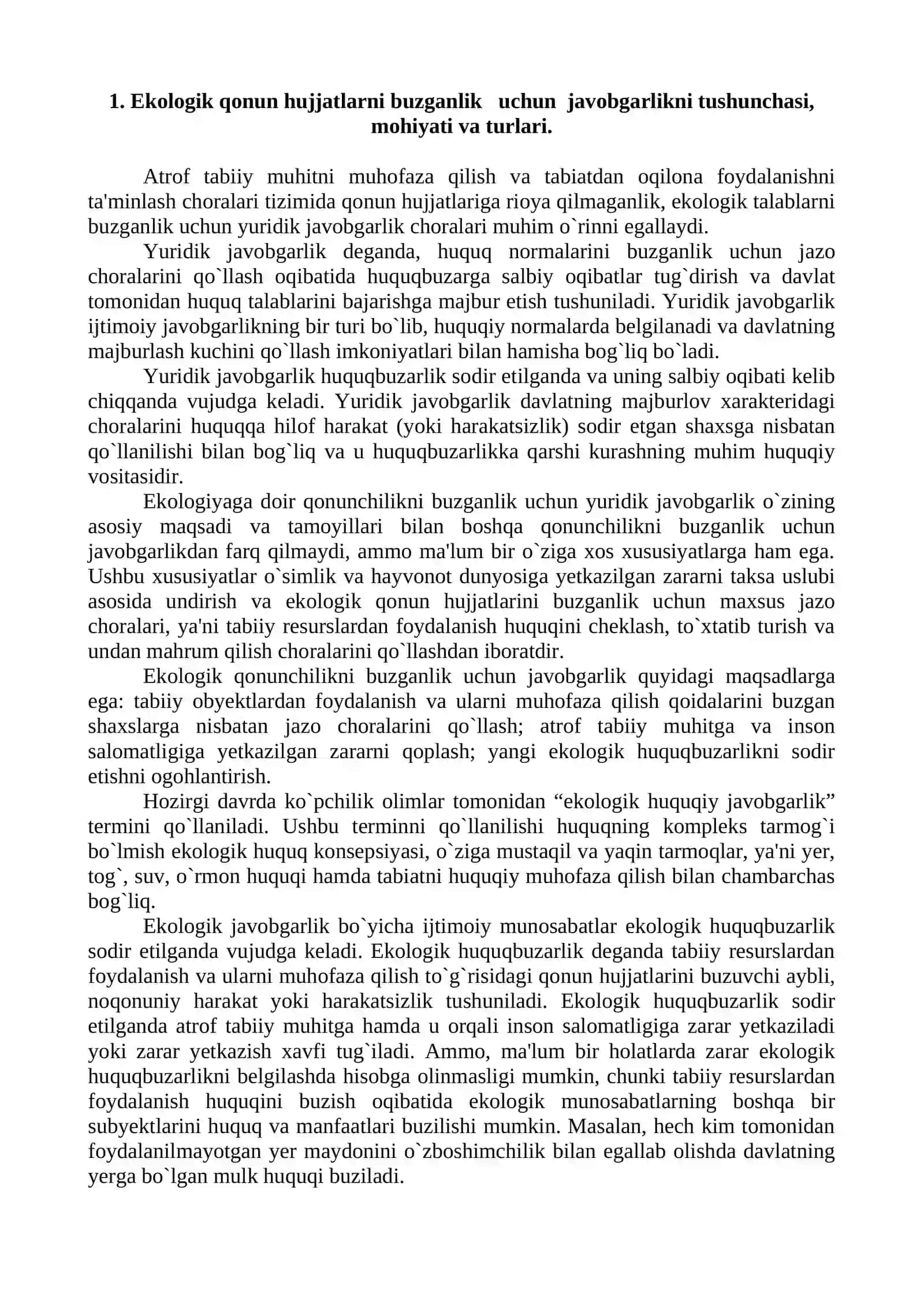 Ekologik javobgarlik TUSHUNCHSI VA TURLARI 2